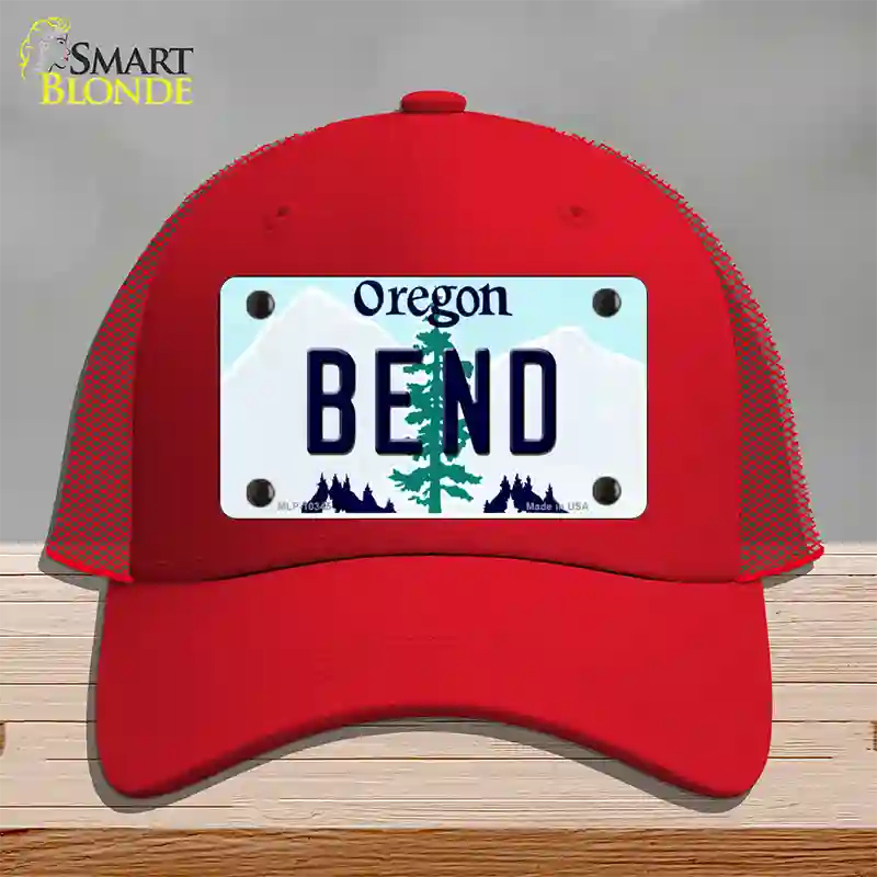 Bend Oregon Novelty License Plate Hat Mesh / Red