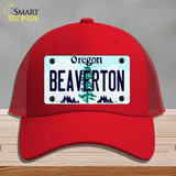 Beaverton Oregon Novelty License Plate Hat Mesh / Red