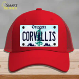 Corvallis Oregon Novelty License Plate Hat Mesh / Red