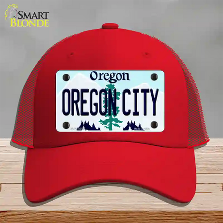 Oregon City Oregon Novelty License Plate Hat Mesh / Red