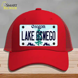 Lake Oswego Oregon Novelty License Plate Hat Mesh / Red