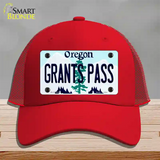 Grants Pass Oregon Novelty License Plate Hat Mesh / Red