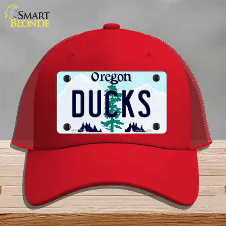 Ducks Oregon Novelty License Plate Hat Mesh / Red