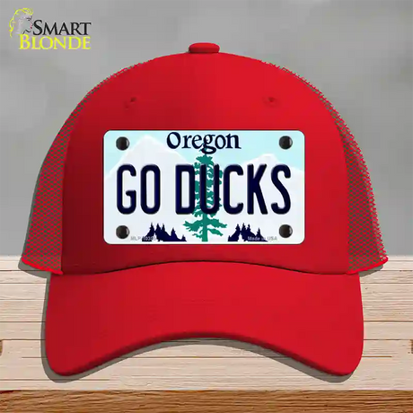 Go Ducks Oregon Novelty License Plate Hat Mesh / Red