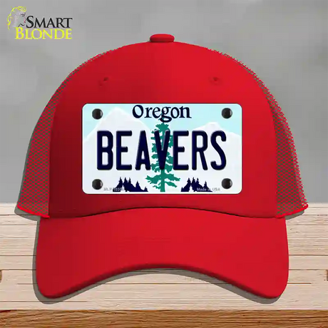 Beavers Oregon Novelty License Plate Hat Mesh / Red