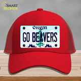 Go Beavers Oregon Novelty License Plate Hat Mesh / Red