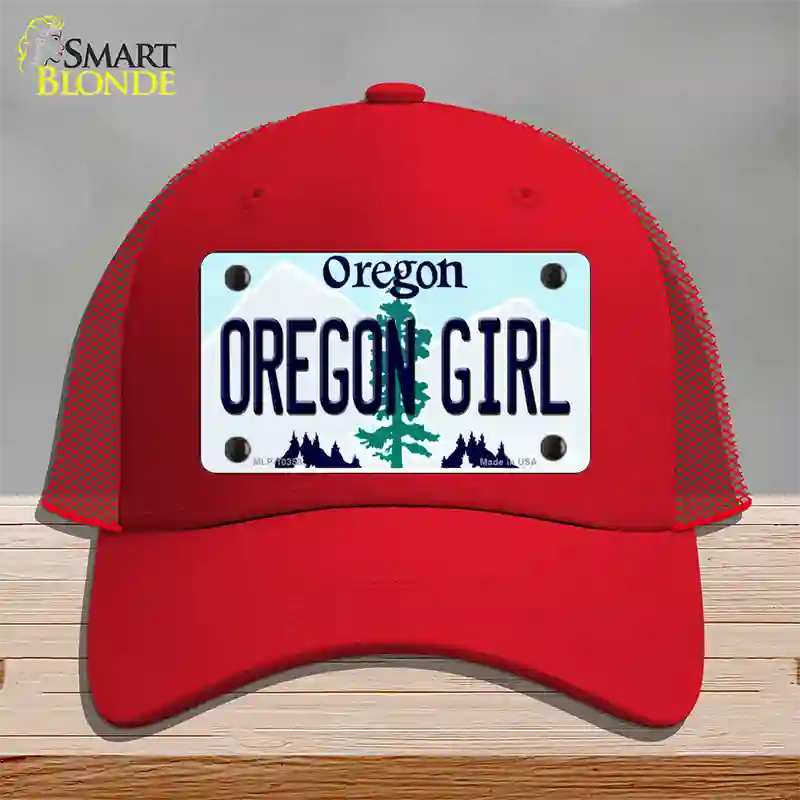 Oregon Girl Oregon Novelty License Plate Hat Mesh / Red