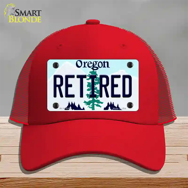 Retired Oregon Novelty License Plate Hat Mesh / Red