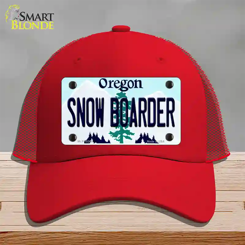 Snow Boarder Oregon Novelty License Plate Hat Mesh / Red