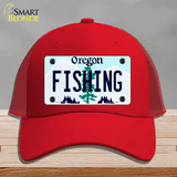 Fishing Oregon Novelty License Plate Hat Mesh / Red