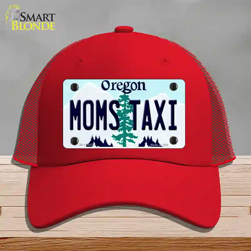 Moms Taxi Oregon Novelty License Plate Hat Mesh / Red