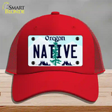 Native Oregon Novelty License Plate Hat Mesh / Red