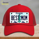 Best Mom Oregon Novelty License Plate Hat Mesh / Red