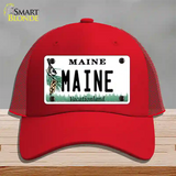 Maine Vacationland Novelty License Plate Hat Mesh / Red