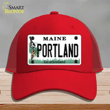 Portland Maine Novelty License Plate Hat Mesh / Red