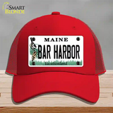 Bar Harbor Maine Novelty License Plate Hat Mesh / Red