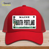 South Portland Maine Novelty License Plate Hat Mesh / Red