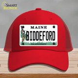 Biddeford Maine Novelty License Plate Hat Mesh / Red