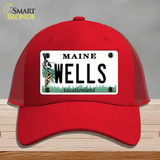 Wells Maine Novelty License Plate Hat Mesh / Red