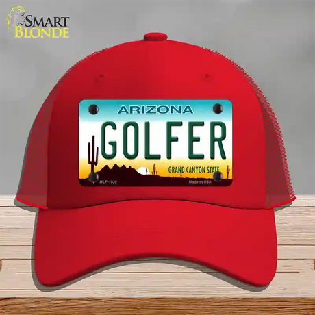 Golfer Arizona Novelty License Plate Hat Mesh / Red