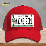 Maine Girl Novelty License Plate Hat Mesh / Red