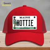 Hottie Maine Novelty License Plate Hat Mesh / Red