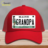 Grandpa Maine Novelty License Plate Hat Mesh / Red