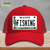 Fishing Maine Novelty License Plate Hat Mesh / Red