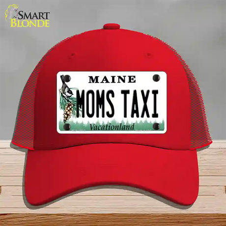 Moms Taxi Maine Novelty License Plate Hat Mesh / Red