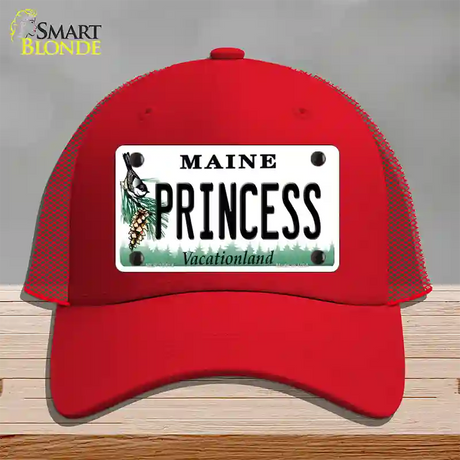 Princess Maine Novelty License Plate Hat Mesh / Red