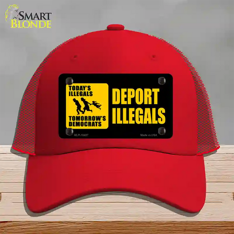 Deport Illegals Novelty License Plate Hat Mesh / Red