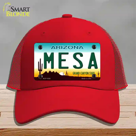 Mesa Arizona Novelty License Plate Hat Mesh / Red