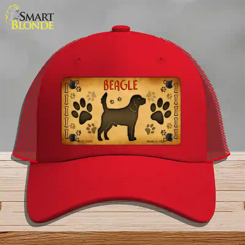 Beagle Novelty License Plate Hat Mesh / Red