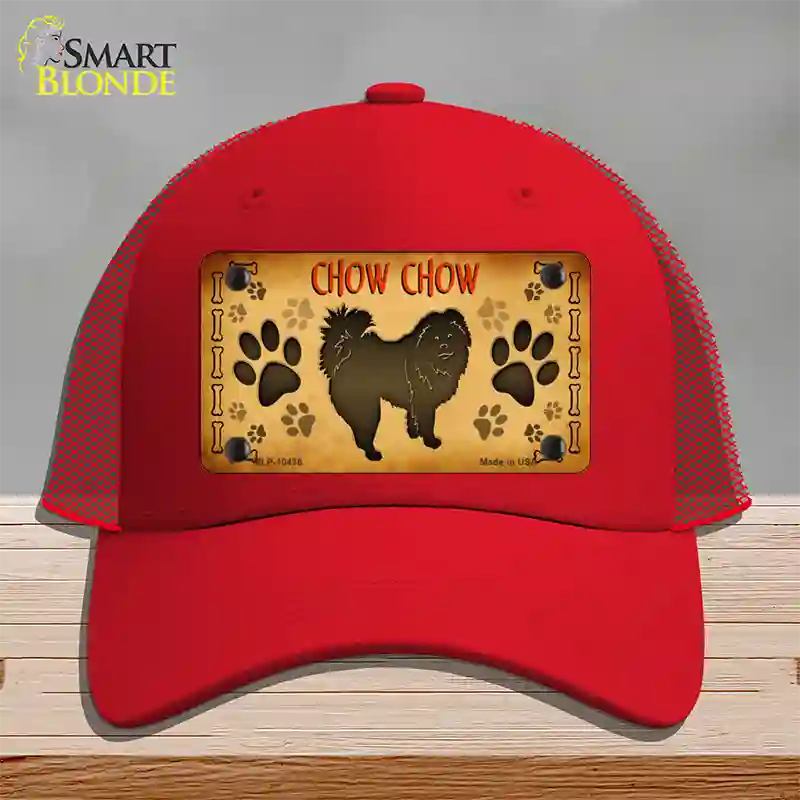 Chow Chow Novelty License Plate Hat Mesh / Red