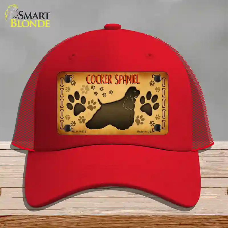 Cocker Spaniel Novelty License Plate Hat Mesh / Red