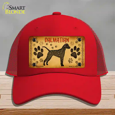 Dalmatian Novelty License Plate Hat Mesh / Red