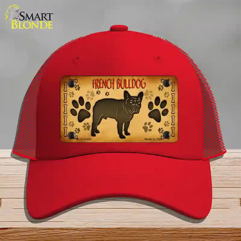 French Bulldog Novelty License Plate Hat Mesh / Red