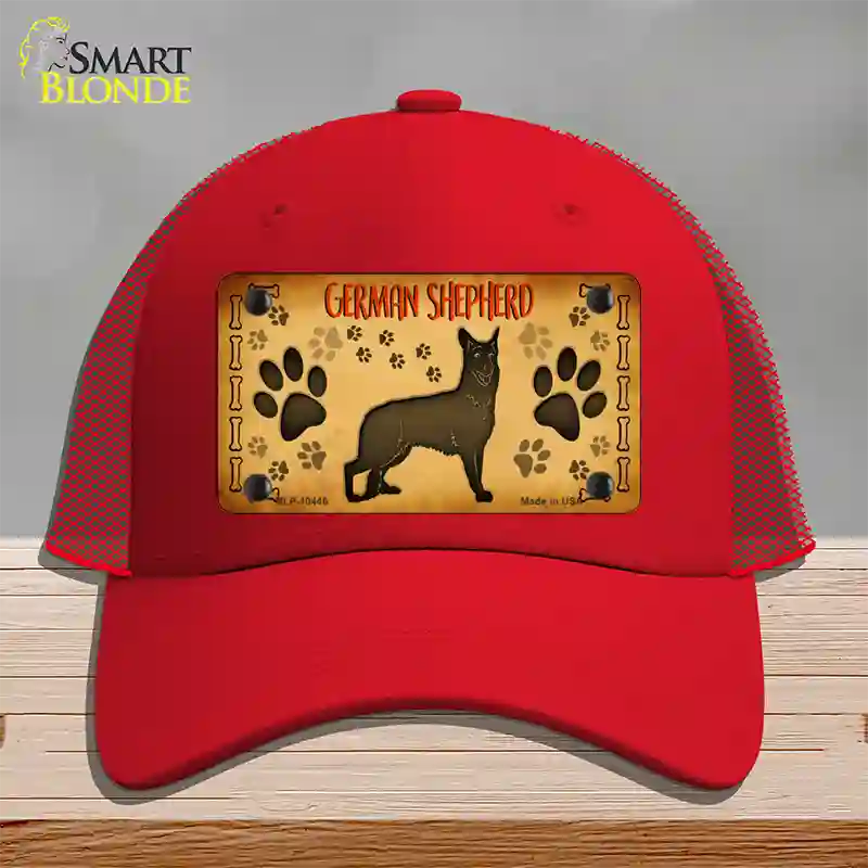 German Shepherd Novelty License Plate Hat Mesh / Red