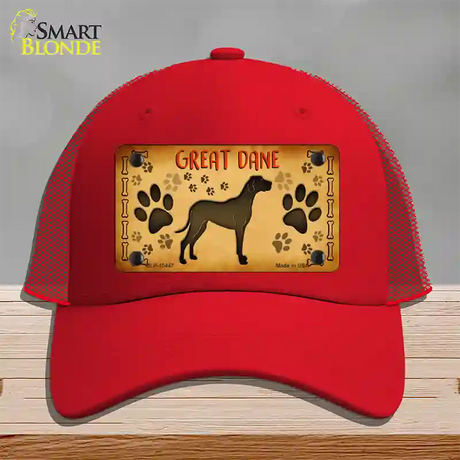 Great Dane Novelty License Plate Hat Mesh / Red