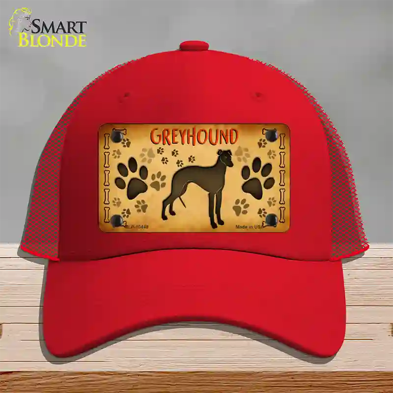 Greyhound Novelty License Plate Hat Mesh / Red