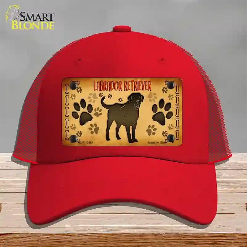 Labrador Retriever Novelty License Plate Hat Mesh / Red