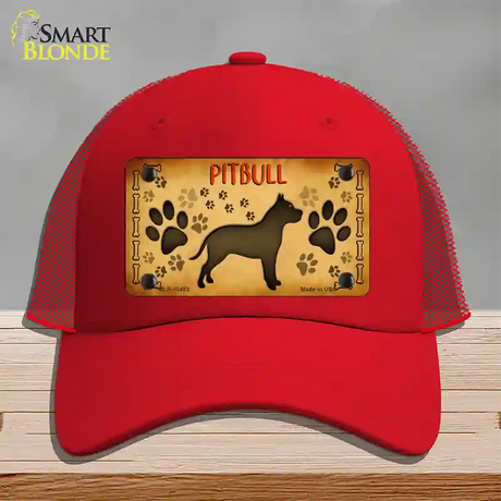 Pitbull Novelty License Plate Hat Mesh / Red