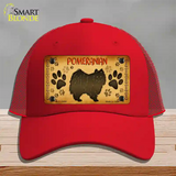 Pomeranian Novelty License Plate Hat Mesh / Red