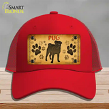 Pug Novelty License Plate Hat Mesh / Red