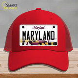 Maryland State MD Novelty License Plate Hat Mesh / Red