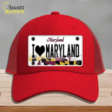 I Love Maryland Novelty License Plate Hat Mesh / Red