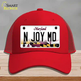 N Joy MD Maryland Novelty License Plate Hat Mesh / Red