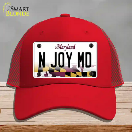 N Joy MD Maryland Novelty License Plate Hat Mesh / Red