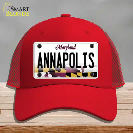 Annapolis Maryland Novelty License Plate Hat Mesh / Red