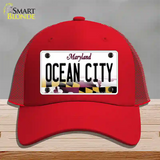 Ocean City Maryland Novelty License Plate Hat Mesh / Red